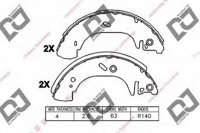 DJ PARTS bs1296 -  Комплект тормозных колодок